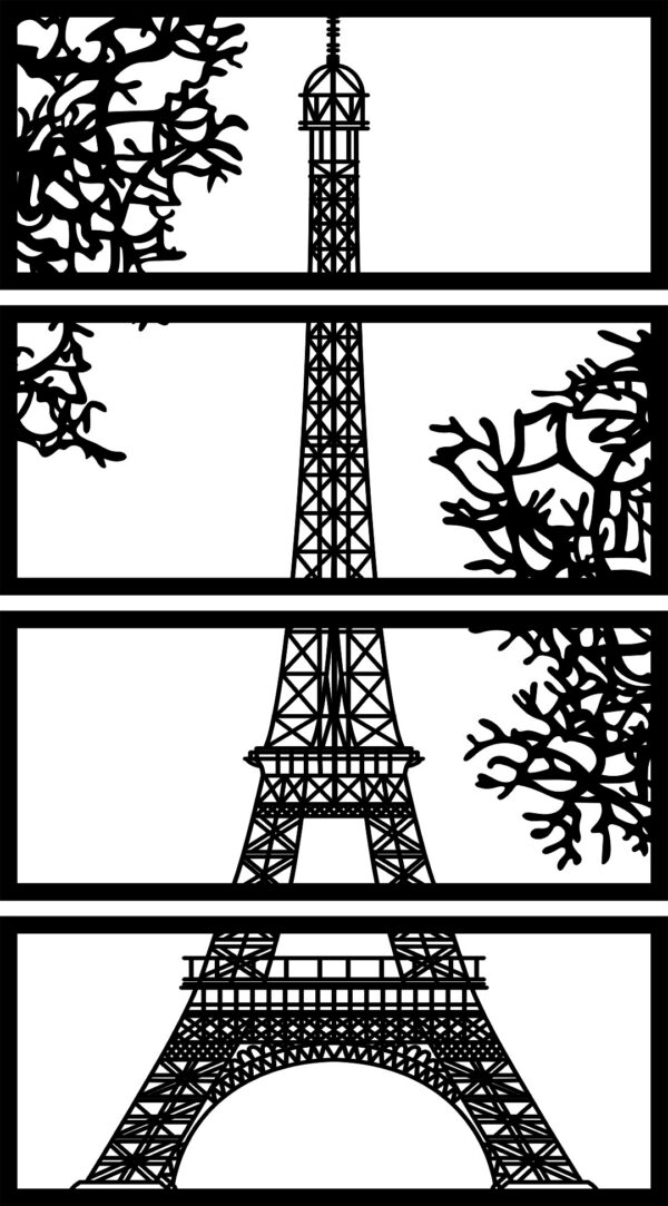 Torre Eiffel – 4 piezas, 40 × 70 cm